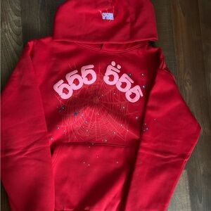 Vibrant Red Hoodie with Graphic Design